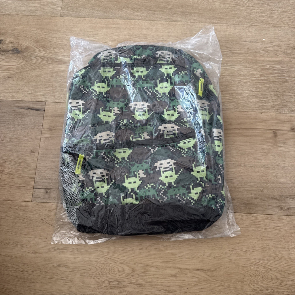 Pixelated Camouflage School Backpack Book Bag 16" Full Size Green Black0