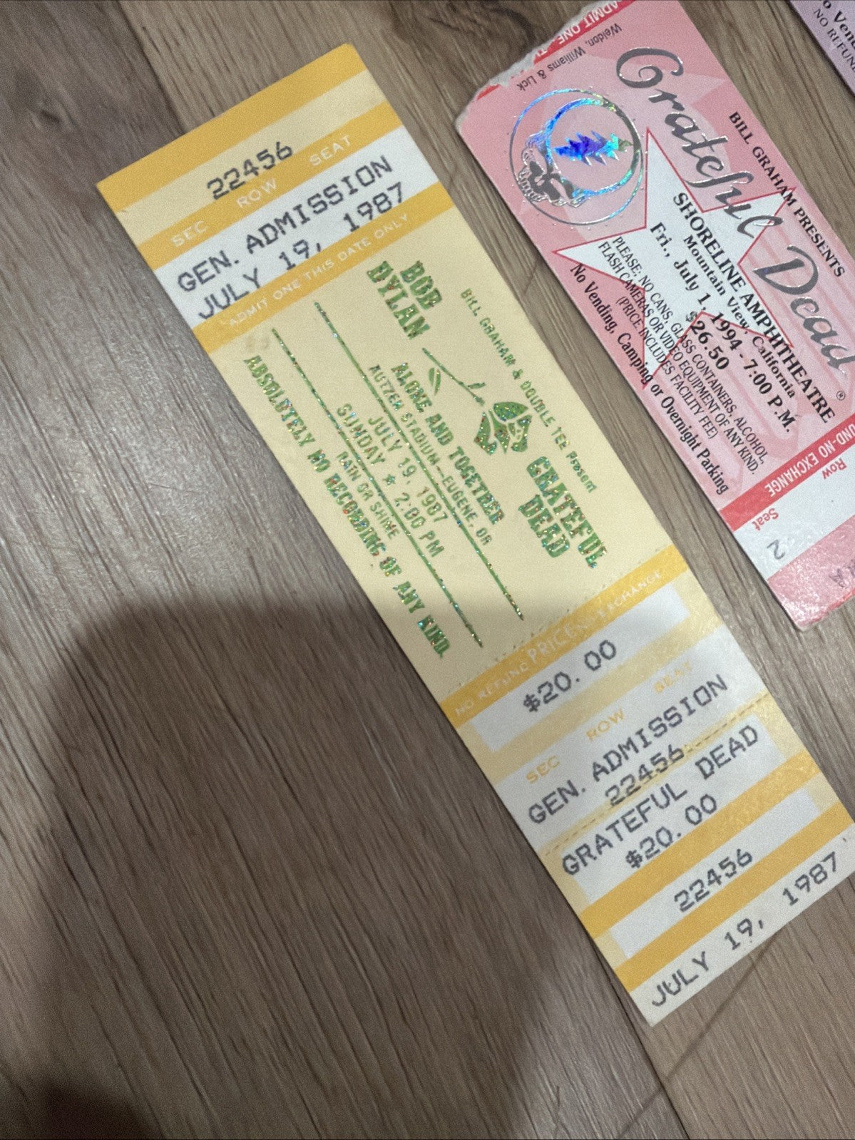 Grateful Dead 4 Ticket Stub Lot  1987-1995 Rose Bowl Seattle Shoreline Madison3