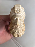 Antique Carved Figural Sultan Meerschaum Pipe High Detail Egg Yolk Stem0