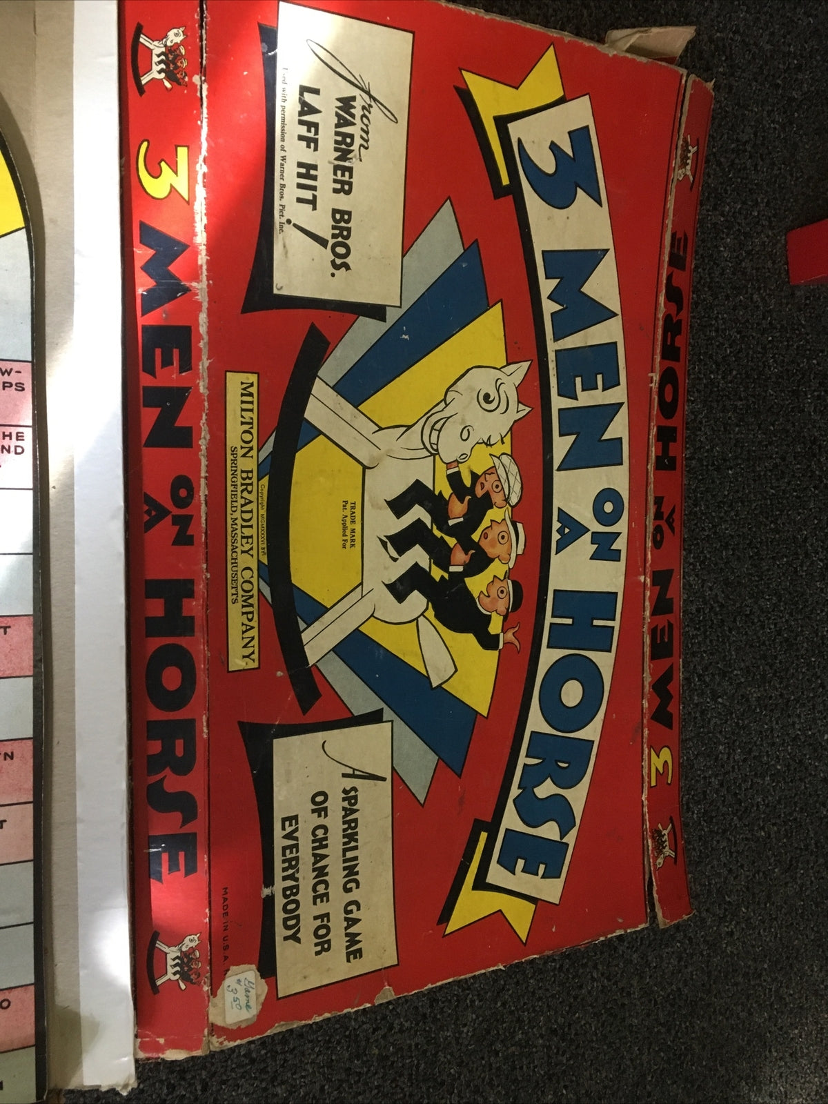 1936 3 Men On A Horse Board Game - Milton Bradley Box Is Damaged1