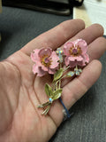 Signed Coro Huge Enamel Flower Brooch Ping Gold0