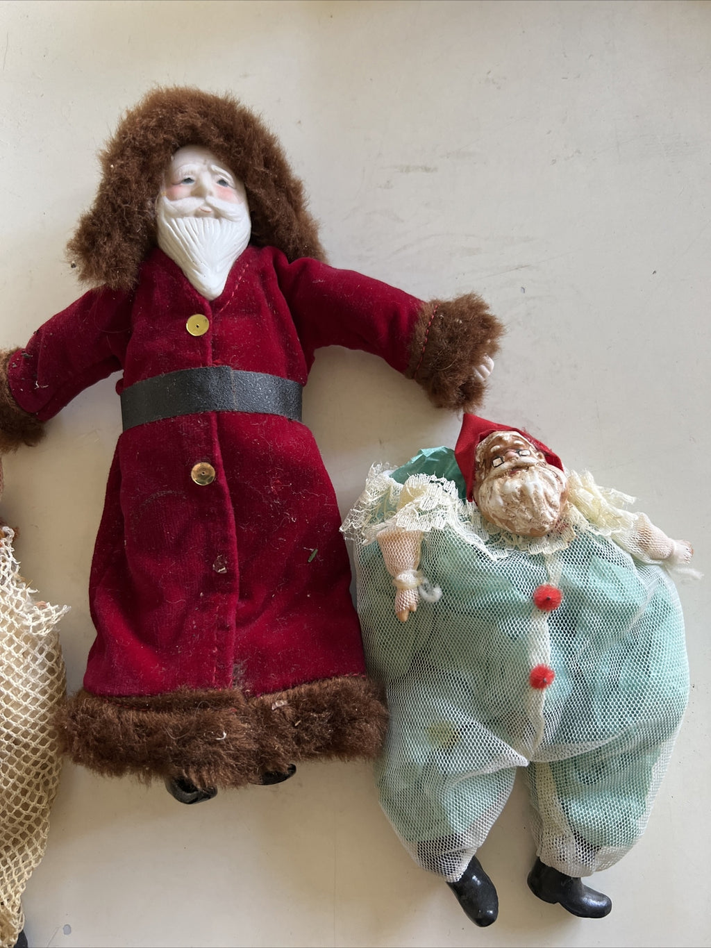 Vintage Santa Claus Set One Bisque Two Santa Bags1