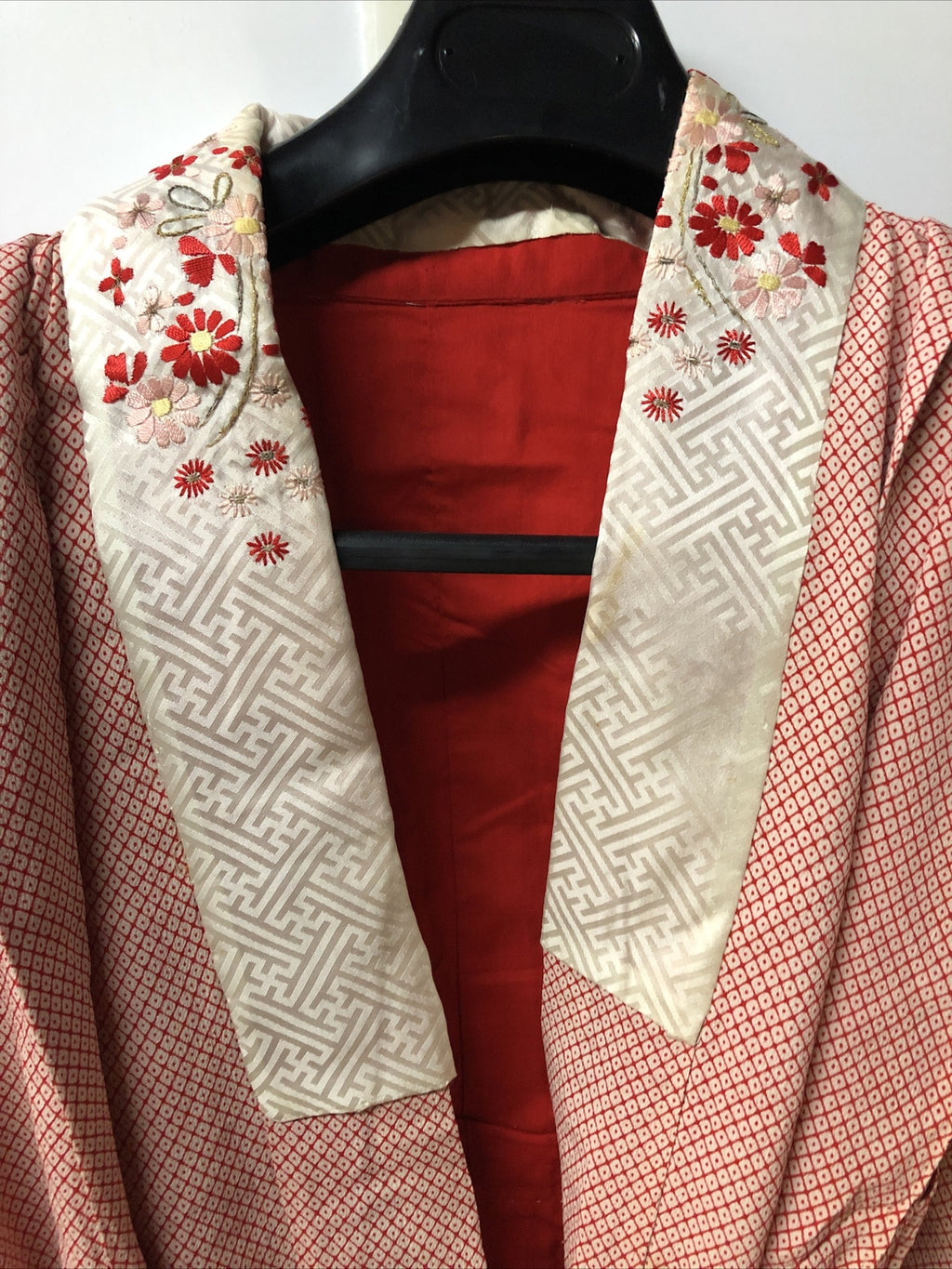 Vintage Japanese kimono,SILK,IRO-UCHIKAKE" Women’ Girls Robe Pink Red Lucky5