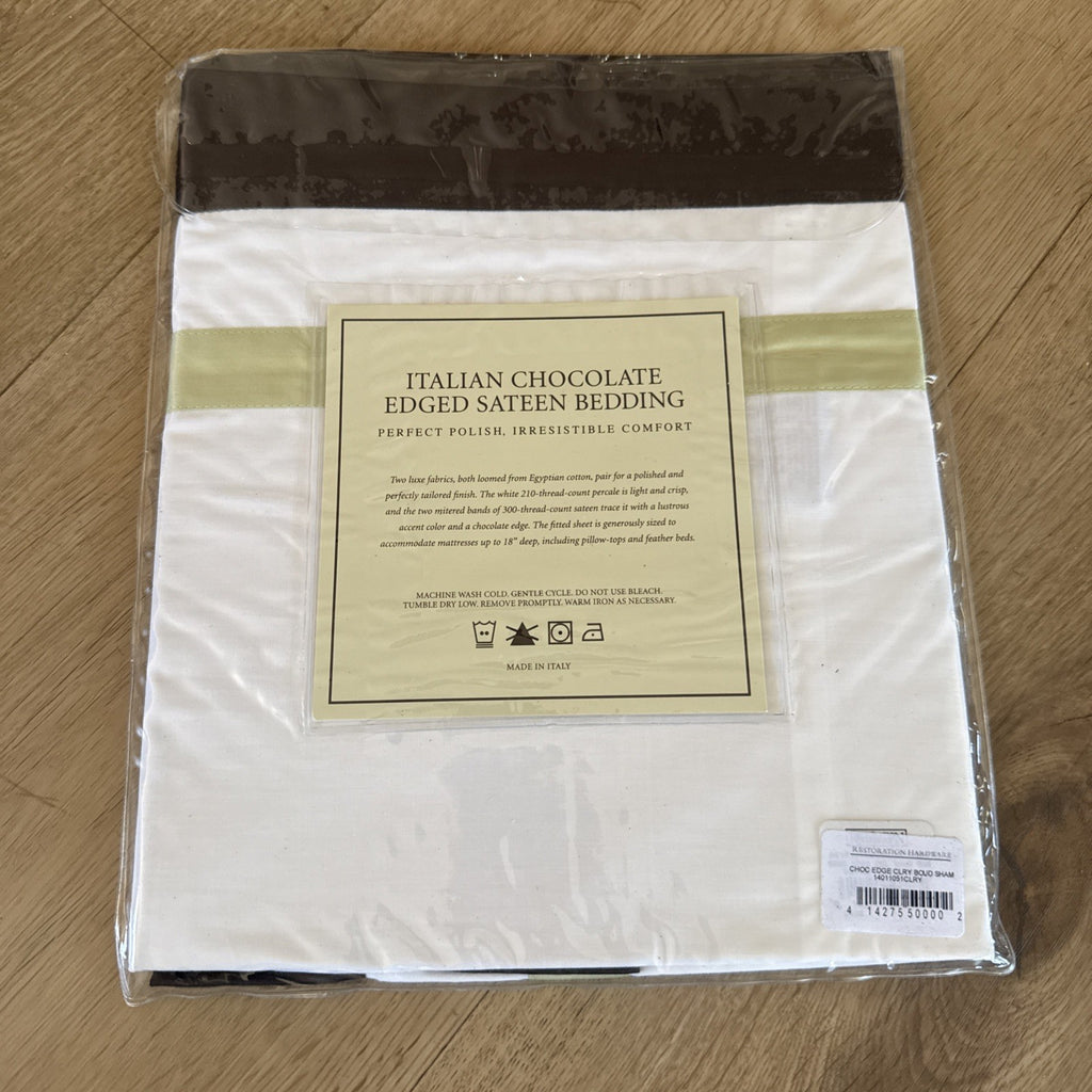 Restoration Hardware Italian Chocolate Edged Sateen - BOUDOIR Pillow Shams 12x187