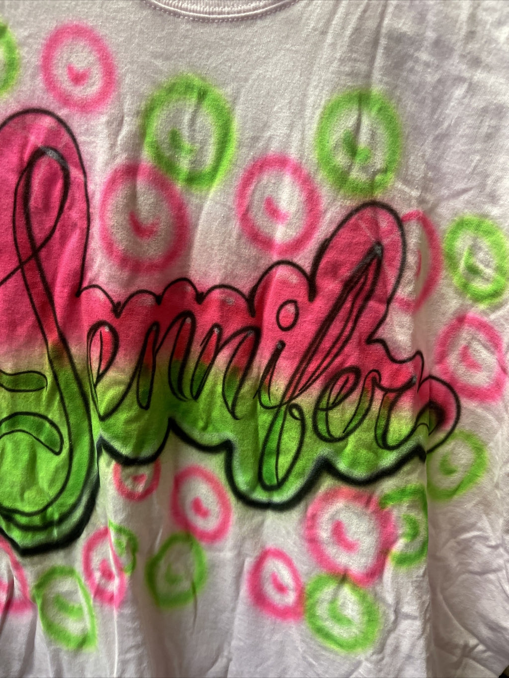 Vintage 90s Jennifer Short sleeve Airbrushed L Tshirt Light Pink2