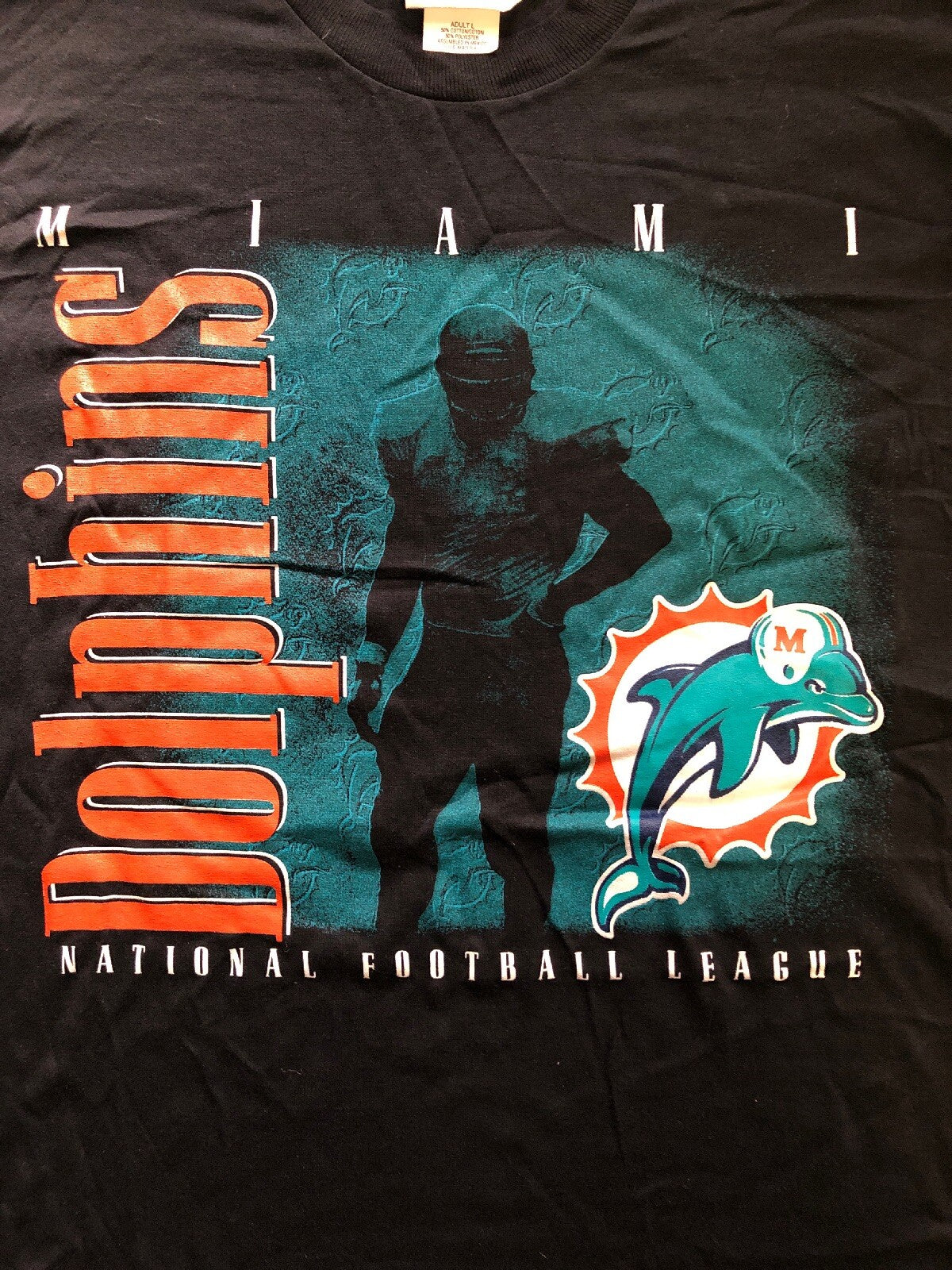 Rare 90s NOS Vintage Miami Dolphins NFL Size L Men T Shirt1