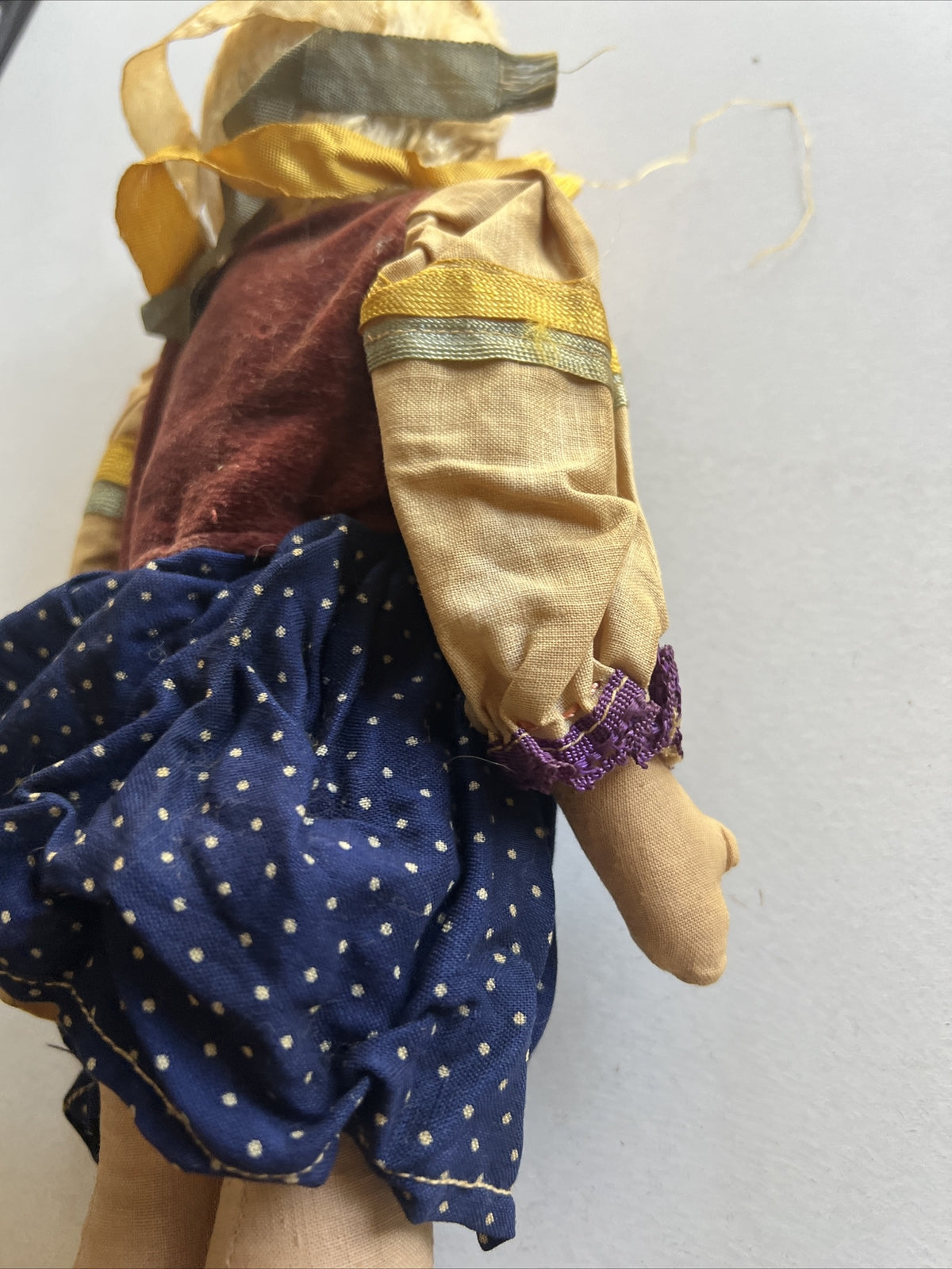 Vintage Polish Cloth Sawdust Doll Plastic Face Original Clothes 14”6