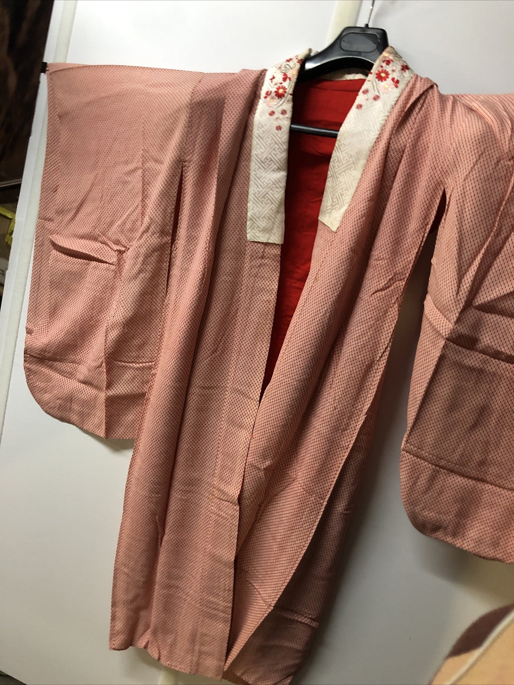 Vintage Japanese kimono,SILK,IRO-UCHIKAKE" Women’ Girls Robe Pink Red Lucky3