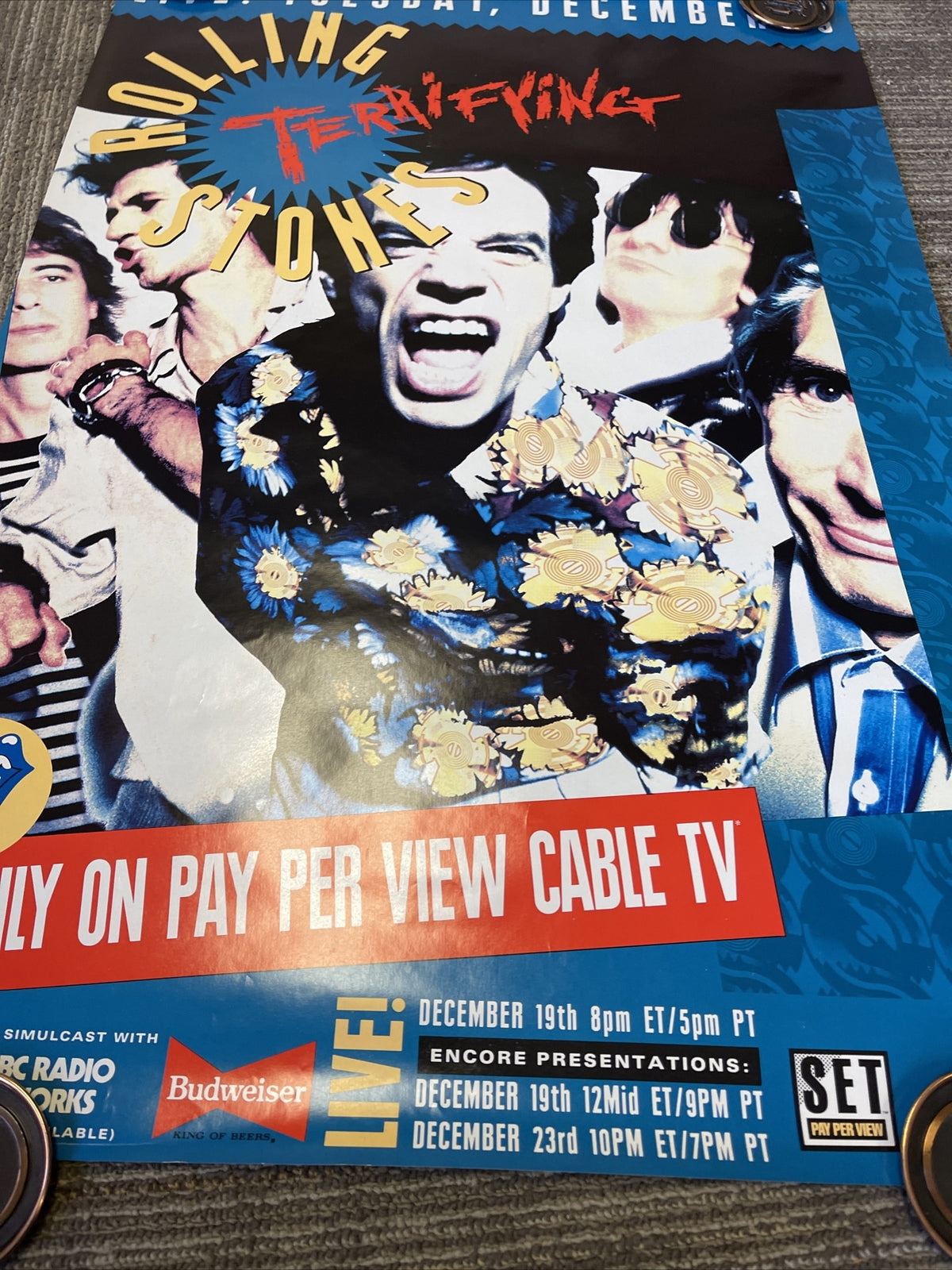 #162 1989 Rolling Stones “Terrifying”  MTV Record Store Promo Poster 23” X 33”2