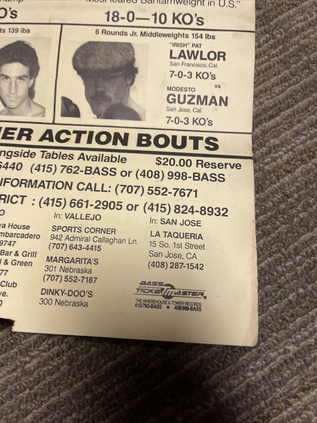Vintage 1988 Pat Lawlor  Alberto Martinez Fight Boxing Flyer 21 X 10.5” Poster2