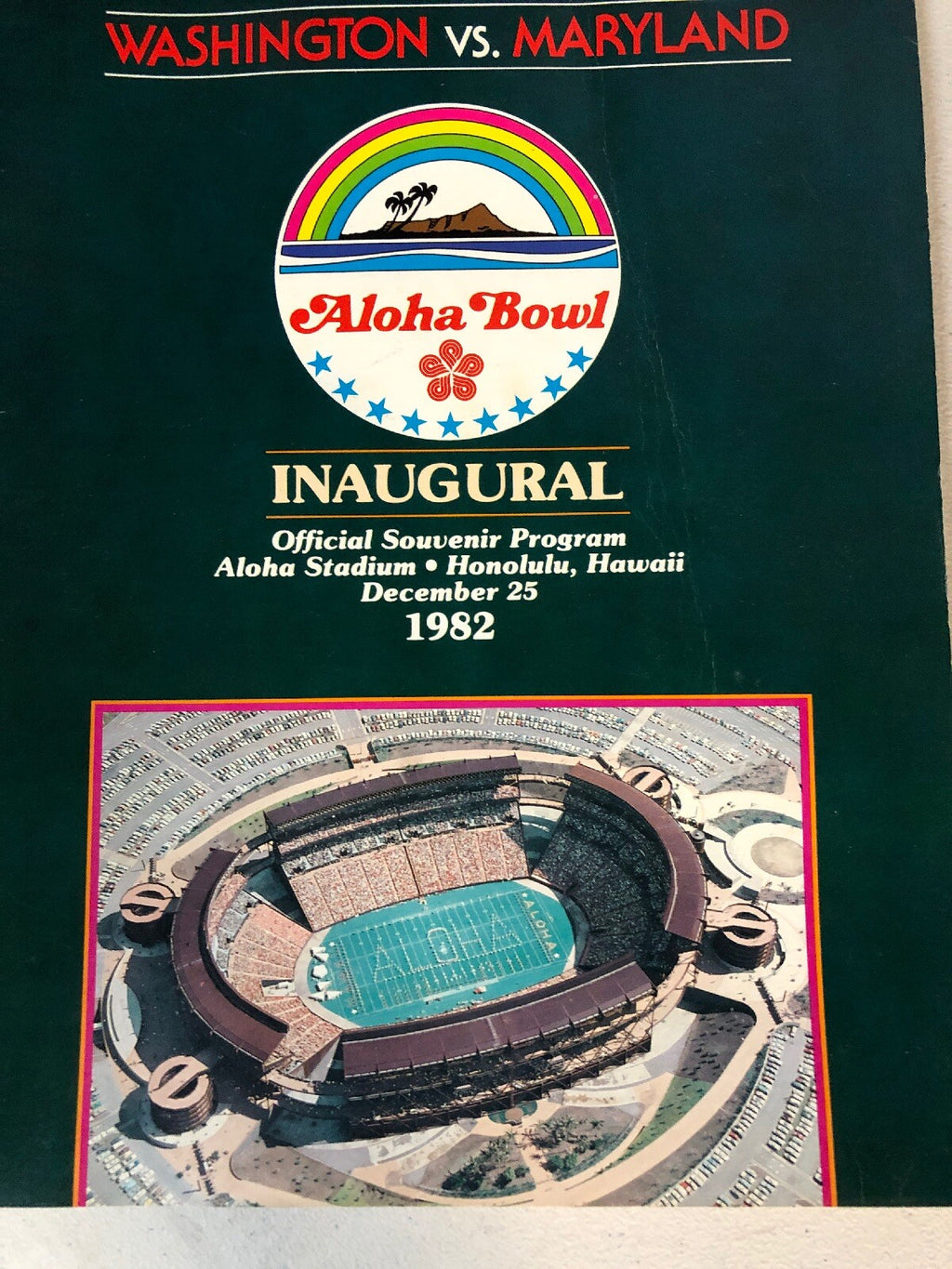 1982 Inaugural Aloha Bowl Game Program Washington Maryland RARE VHTF0