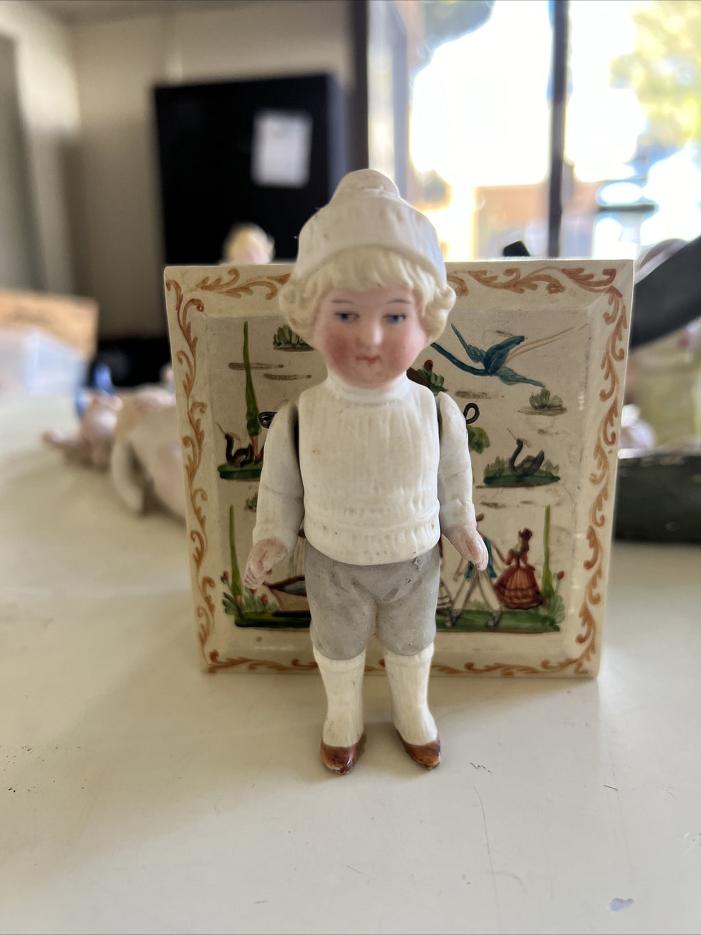 Vintage 4” Bisque Boy Figure German Doll0