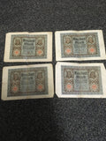 Lot Of 4 German Deutschland 100 Bundert Mark 1920 Bank Notes0