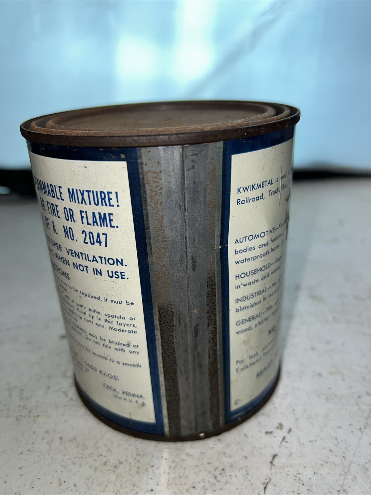 NOS Kwik Metal Cold Solder Can Glazing Filler Auto Body Putty Vintage2
