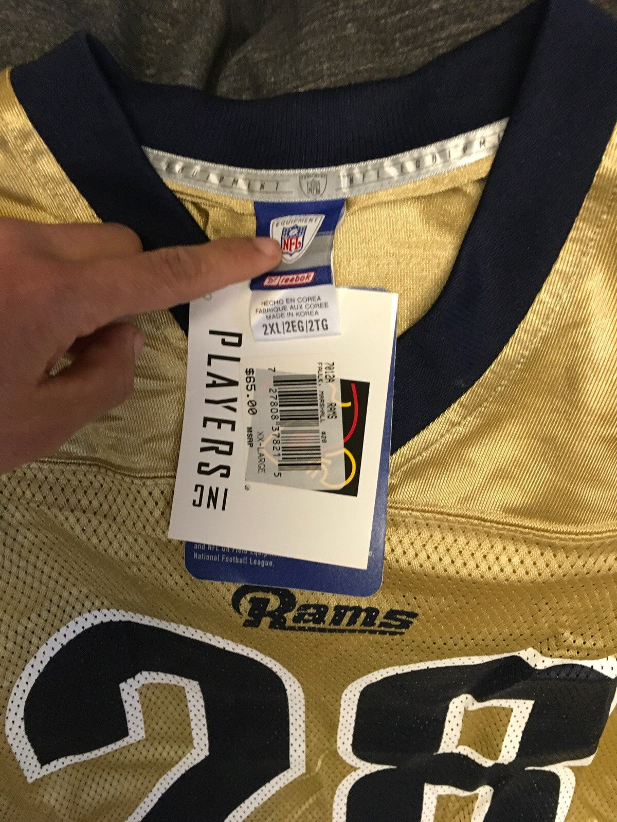 Official Reebok NFL Marshall Faulk St. Louis Rams Jersey - Medium - On Field3