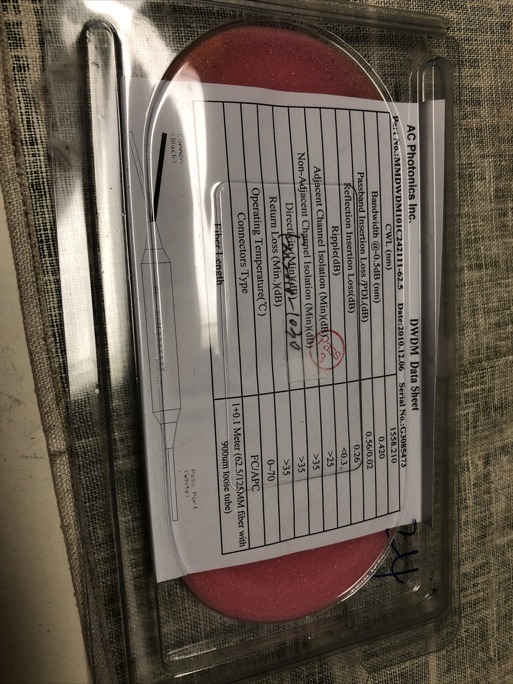 AC Photonics Fiber Coupler 900um MMDWDM101C242111-62.5 FC/APC0