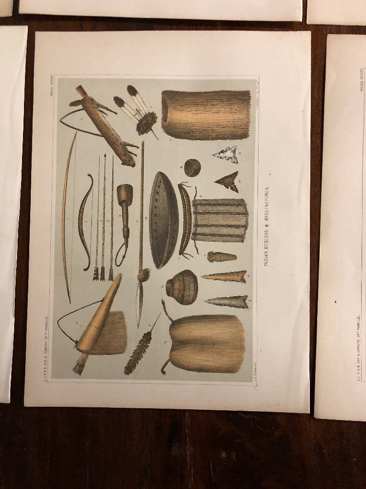 1860 Indian Surveys 35th parallel Lithograph Navajos Railroad Mojave Zuni Lot2