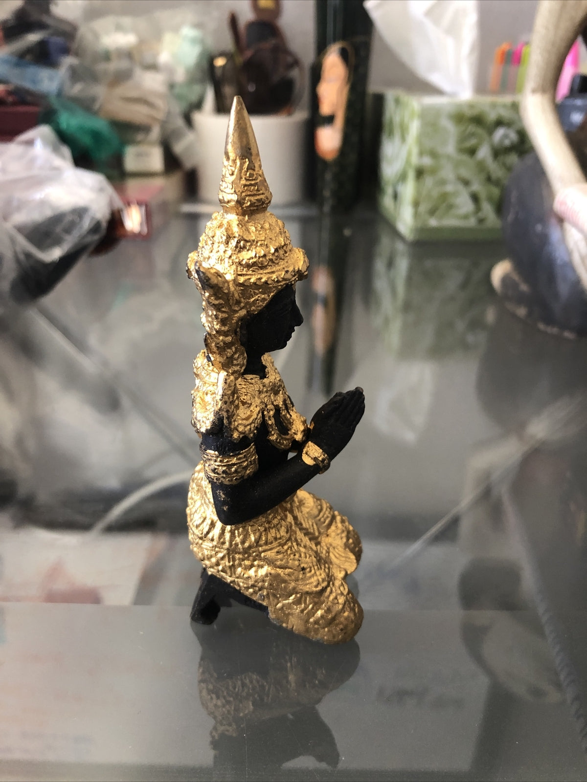 Buddhist Statue Figure Antique Namaste Thailand Thai God Figure About 5” Tall4