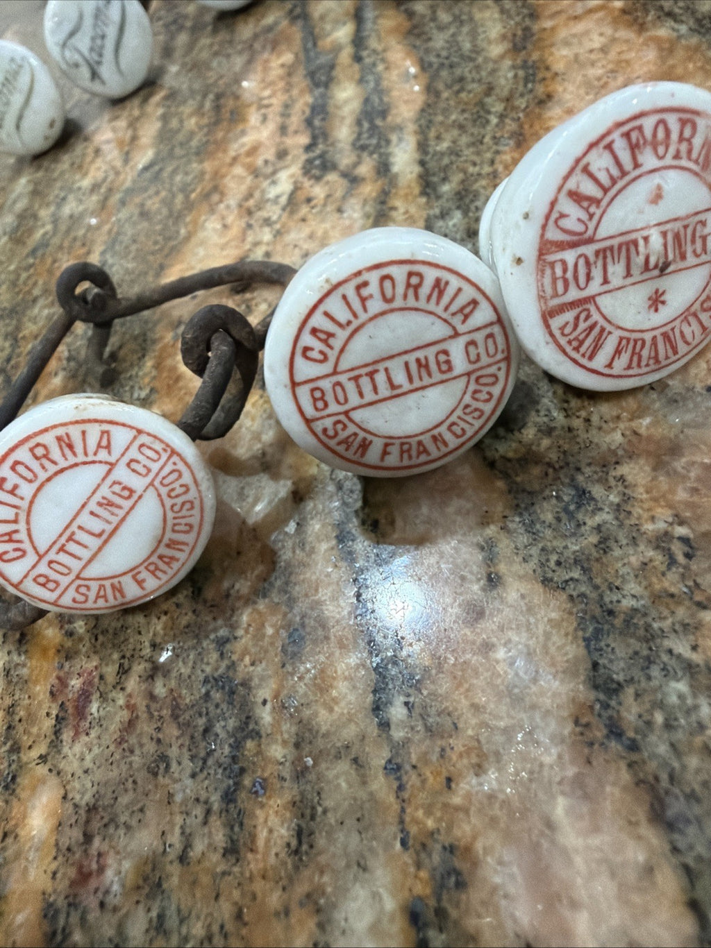 3 Pre-Prohibition Porcelain Beer Bottle Stopper Brewing Co San Francisco2