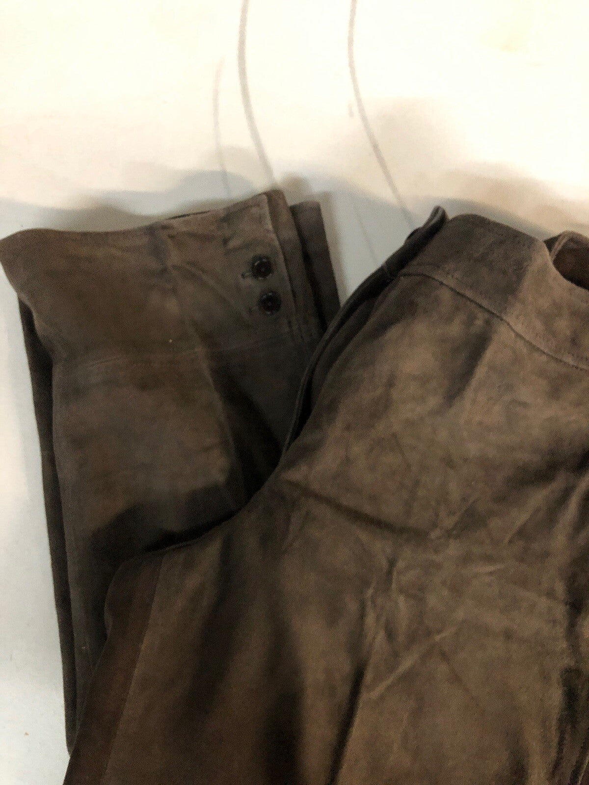 Facconable Goat Skin Leather Brown Suede Cropped Pants Size 12 Made In France3