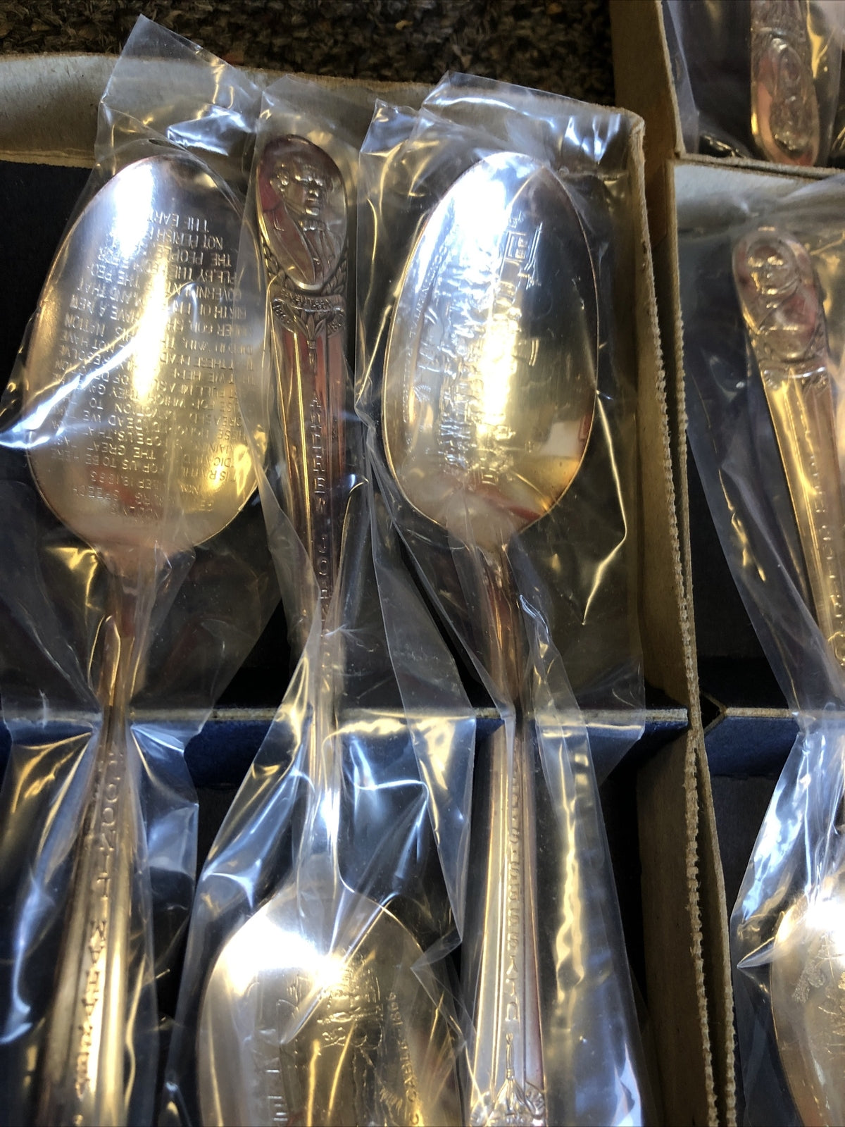 Lot Of 33 Commemorative Vintage Silverplate Spoons Various US Presidents-1