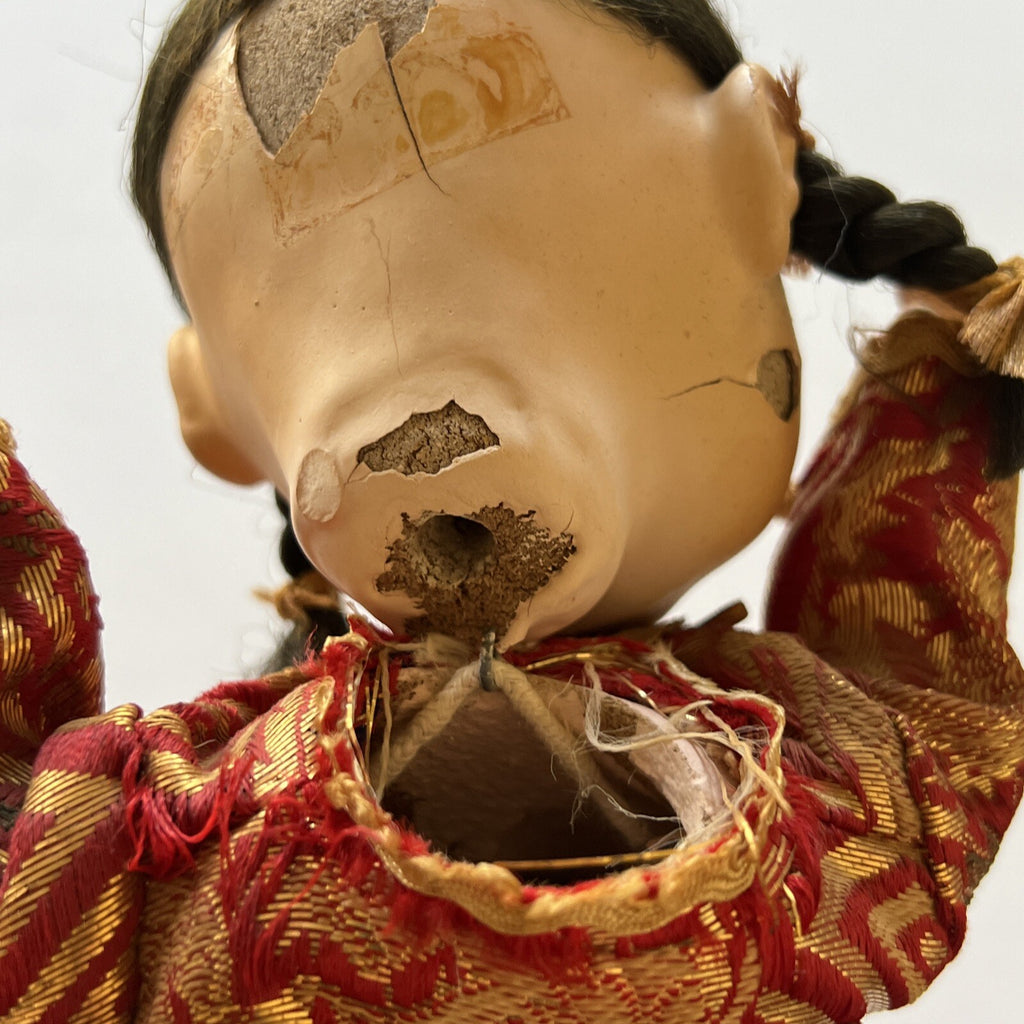 Vintage Japanese Ichimatcu Gofun Jointed Squeaker Voice Box Composition Doll 10”7