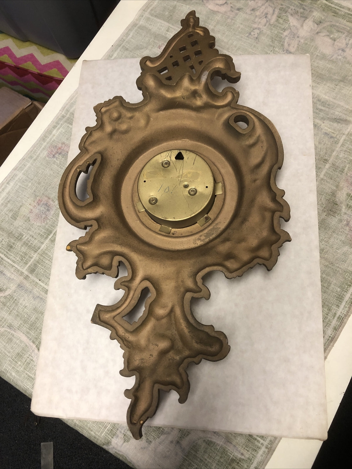 Vintage Syroco 8 Day German Wall Clock 22”x11” Not Working10