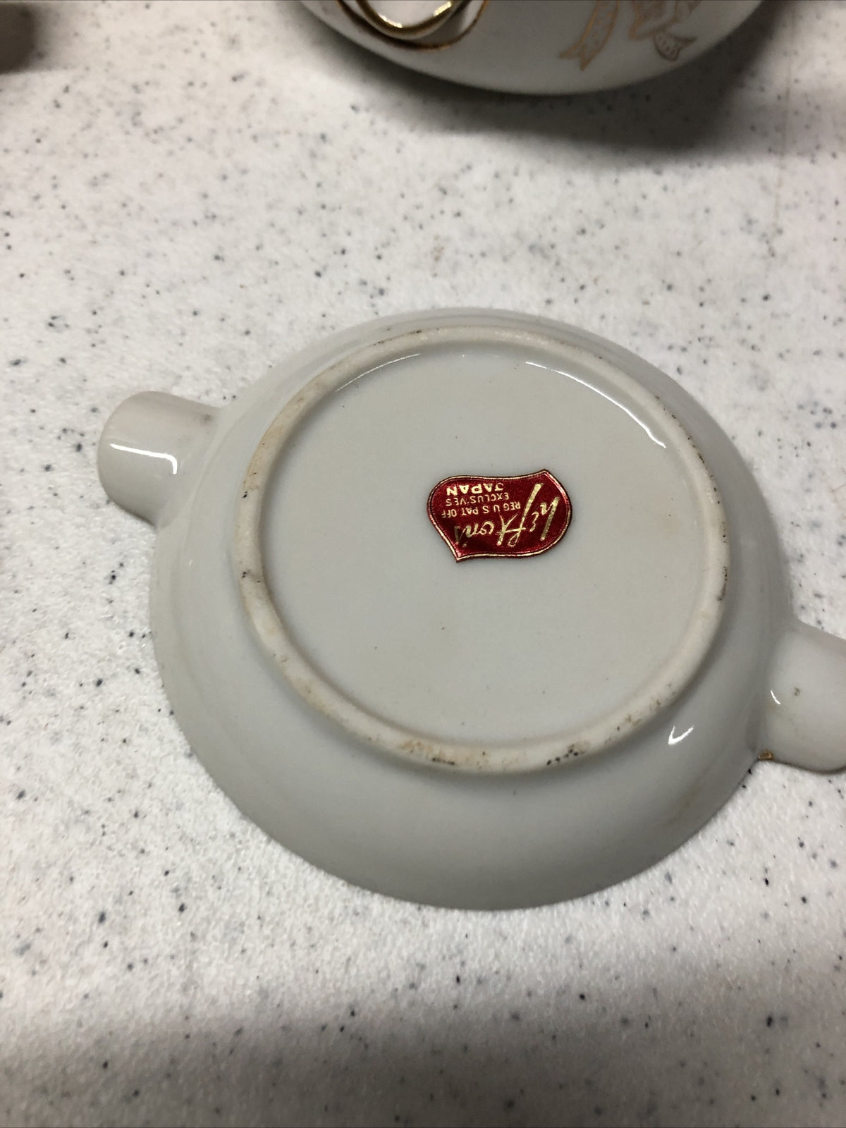 Vintage Lefton Ashtray 50th Anniversary Small Gold White Bone China Japan Set1