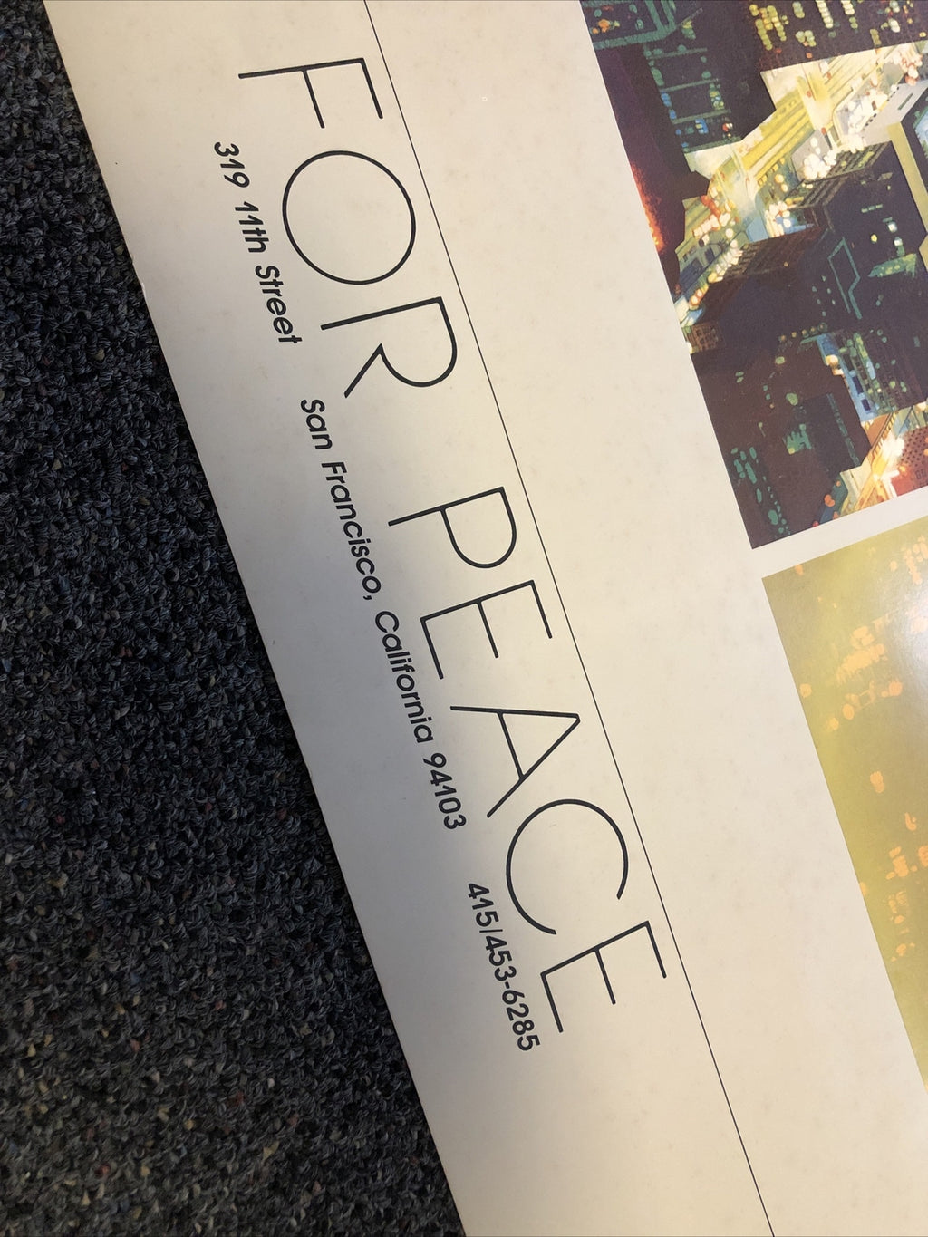 Vintage 1984 “Art For Peace” Poster San Francisco  David Gallegos 39”x25”2