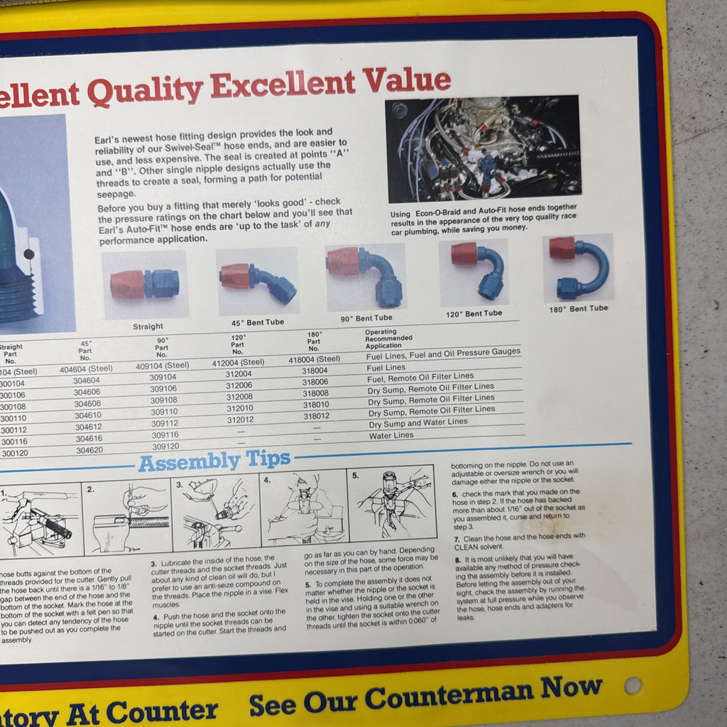Vintage Earl’s Racing Display 15x15 – 1980s Auto-Fit Hose Promo Sign5