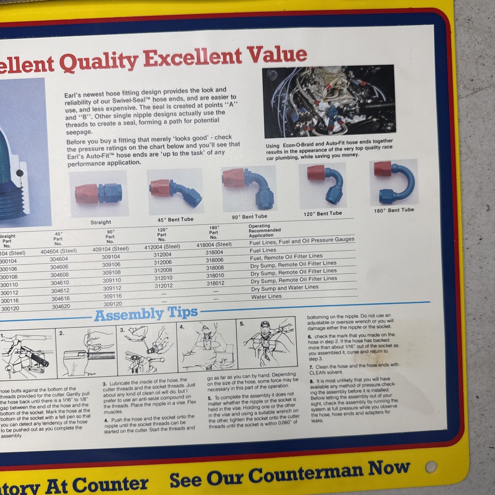Vintage Earl’s Racing Display 15x15 – 1980s Auto-Fit Hose Promo Sign5