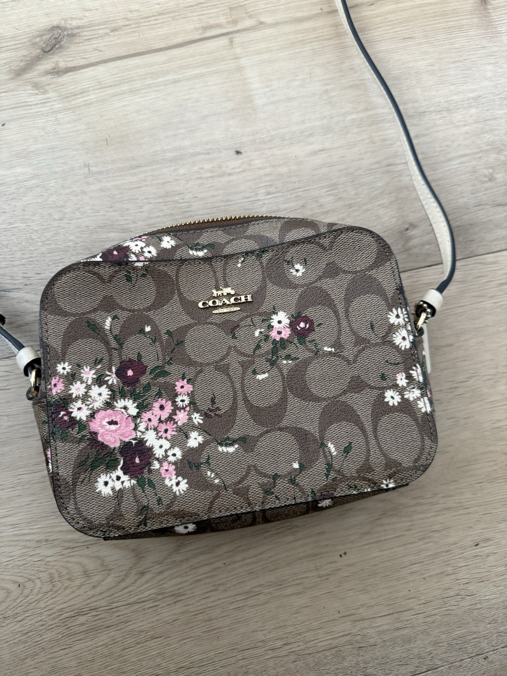 Coach Mini Signature Evergreen Flower Camera Bag IM/Khaki Multi1