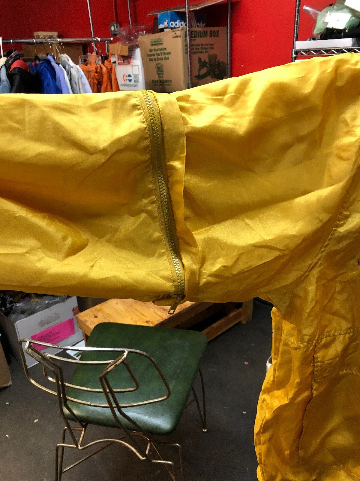 VTG 1990s NOS AST Sportswear 2 Piece Nylon Yellow Windbreaker Adjustable 2XL1