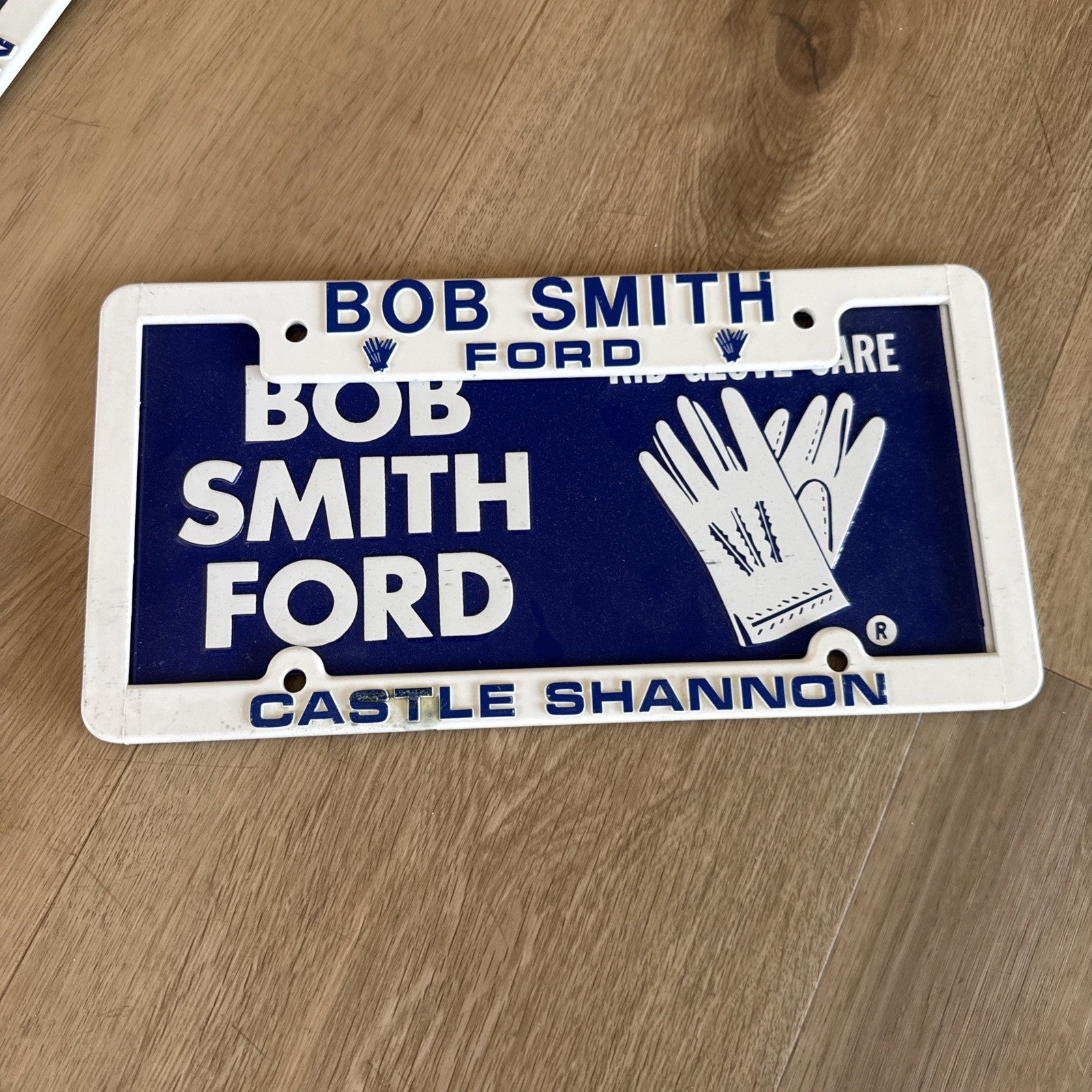 Vintage Bob Smith Ford Castle Shannon PA Kid Glove Care Plate Topper & Frame1