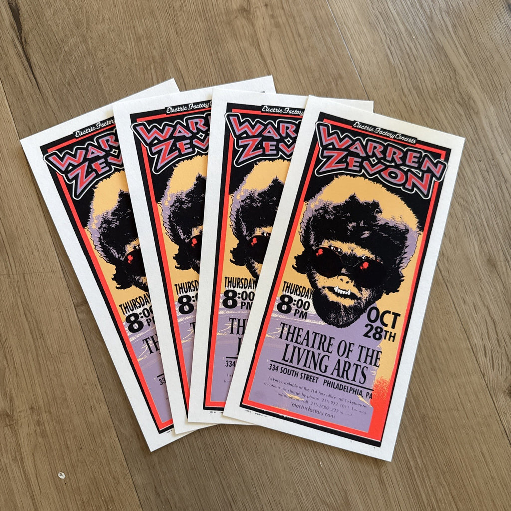 Warren Zevon Handbill 1999 Theatre of Living Arts Philadelphia Mark Arminski Lot0