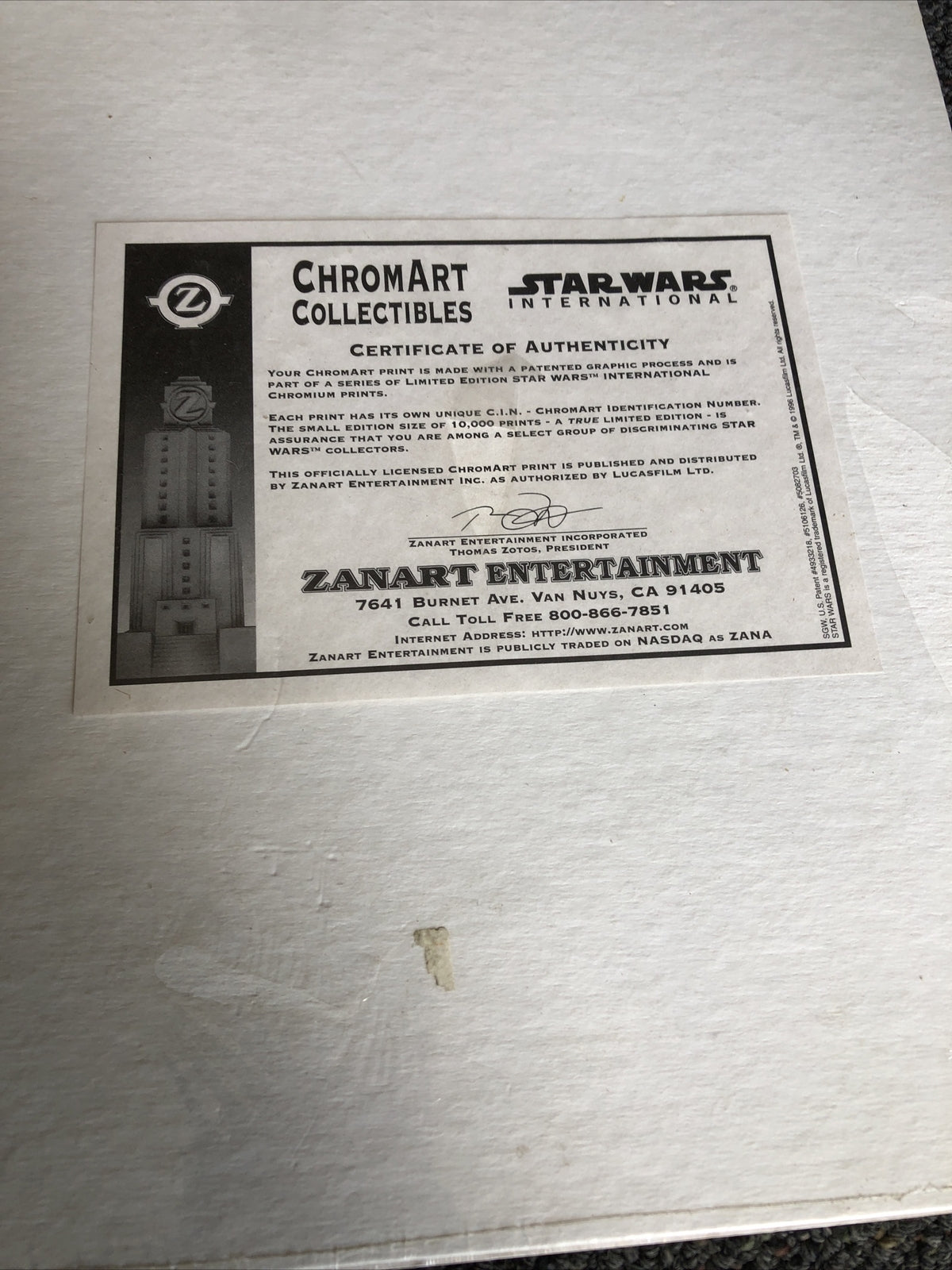 STAR WARS:THE EMPIRE STRIKES BACK CHROMARTCOLLECTIBLES INTERNATIONAL-3285/10,0004