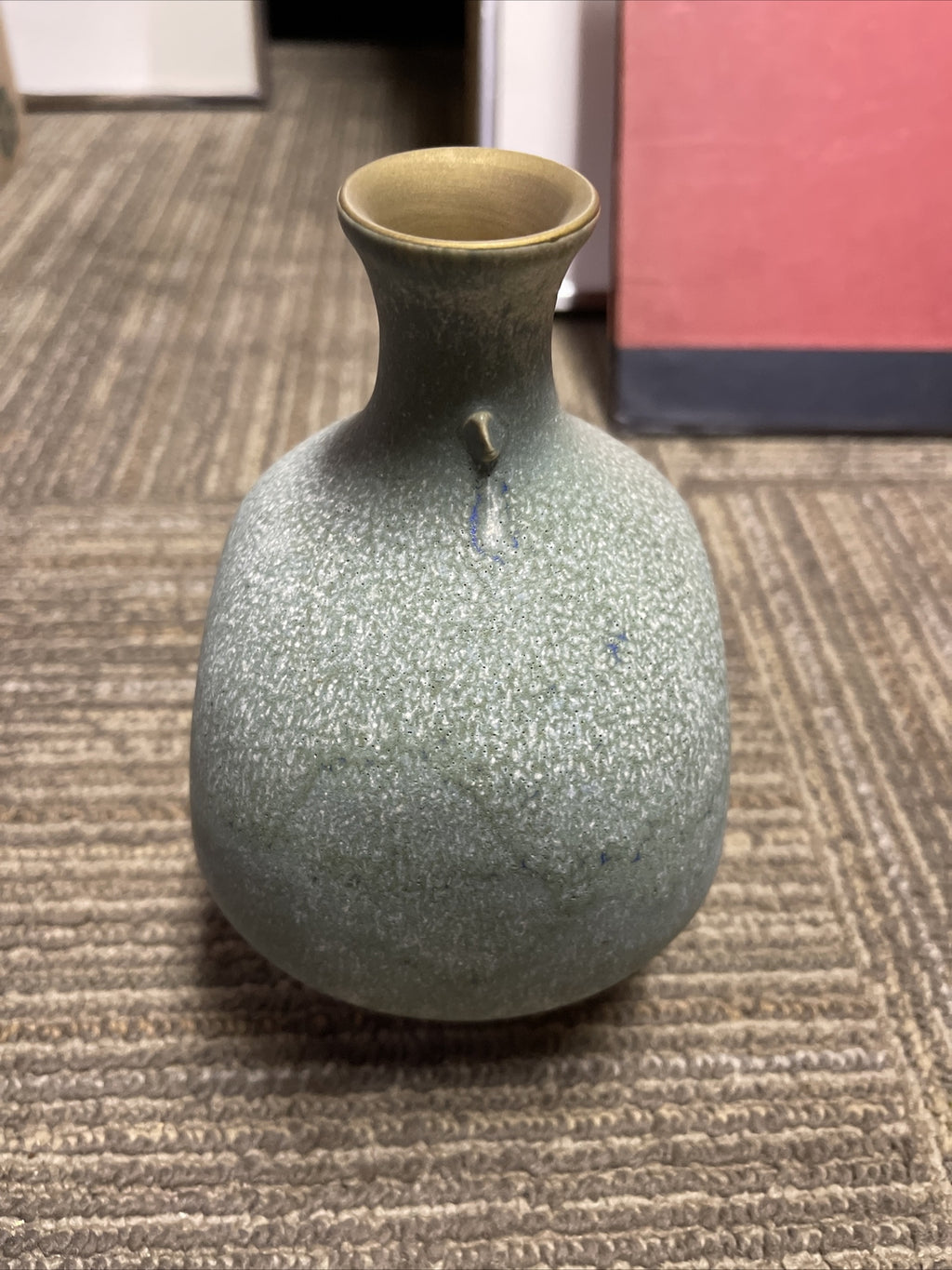 MCM Japanese or Chinese Oval art Pottery ceramic 7.5” tall green mint1