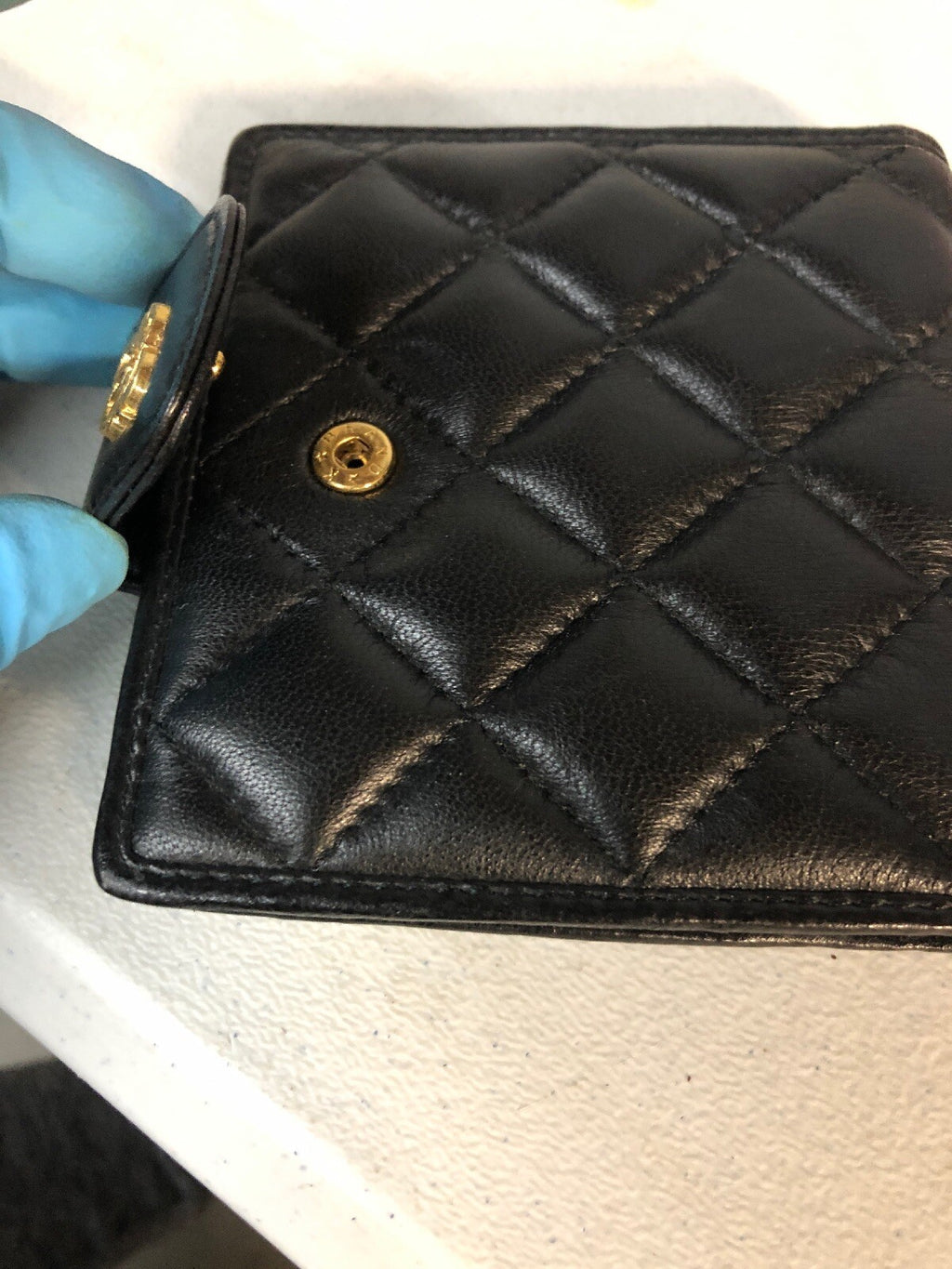 NEW - Brand K- Black Fluffy Squared Real Nice Wallet -Button Close Gold K Sign4