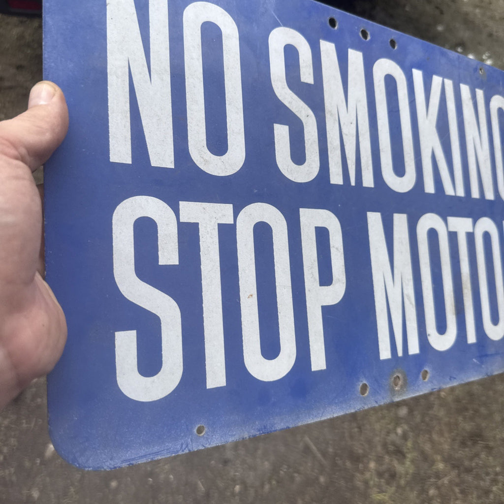 STOP YOUR MOTOR NO SMOKING Metal Not Porcelain Sign Gas Pump Topper5
