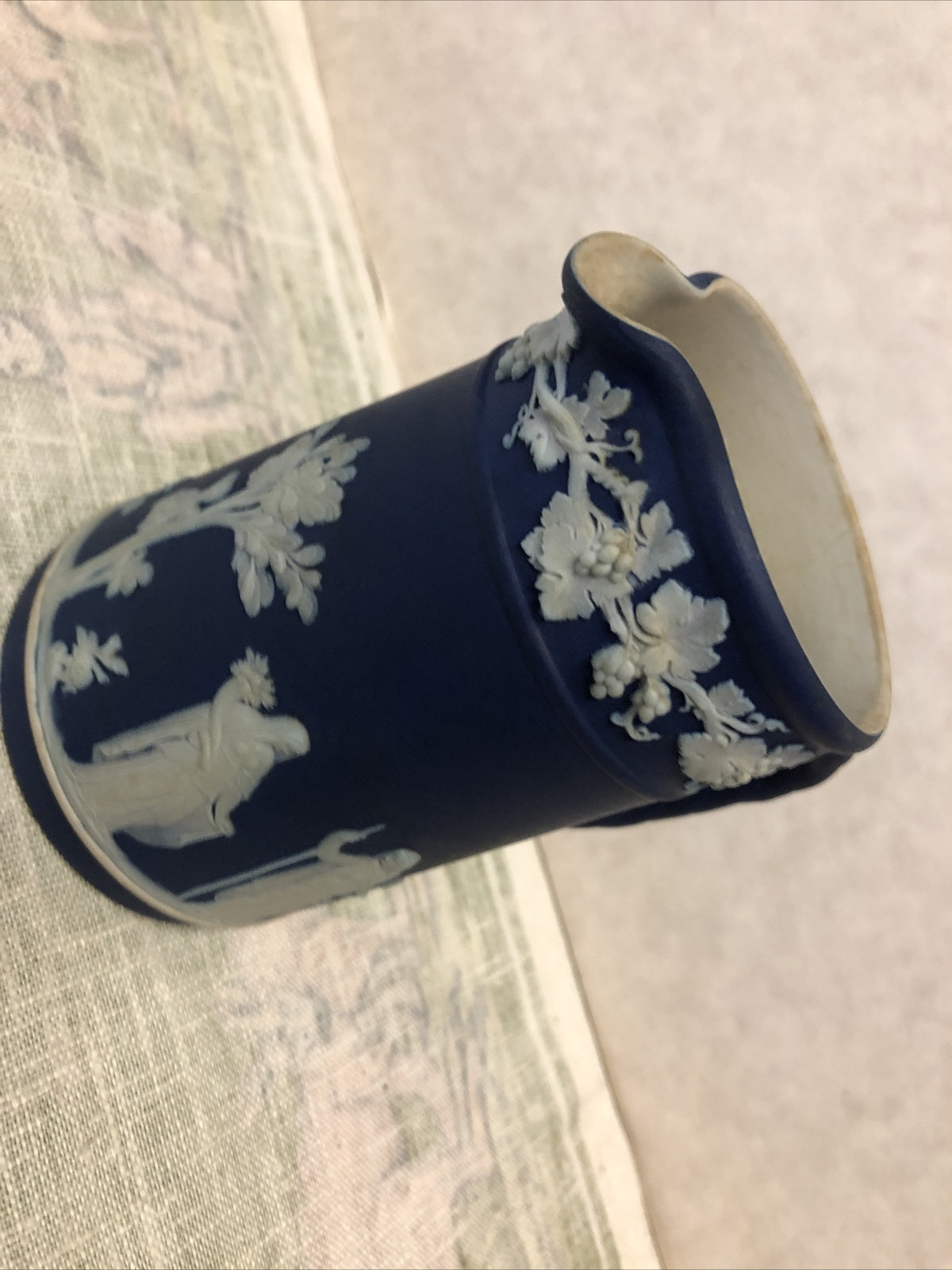 Vintage Wedgwood Jasperware Dark Blue Creamer Pitcher 4.5”x3”4