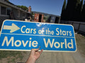 SCARCE 30" CALIFORNIA Movie World HIGHWAY METAL Road SIGN HISTORIC GAS OIL0