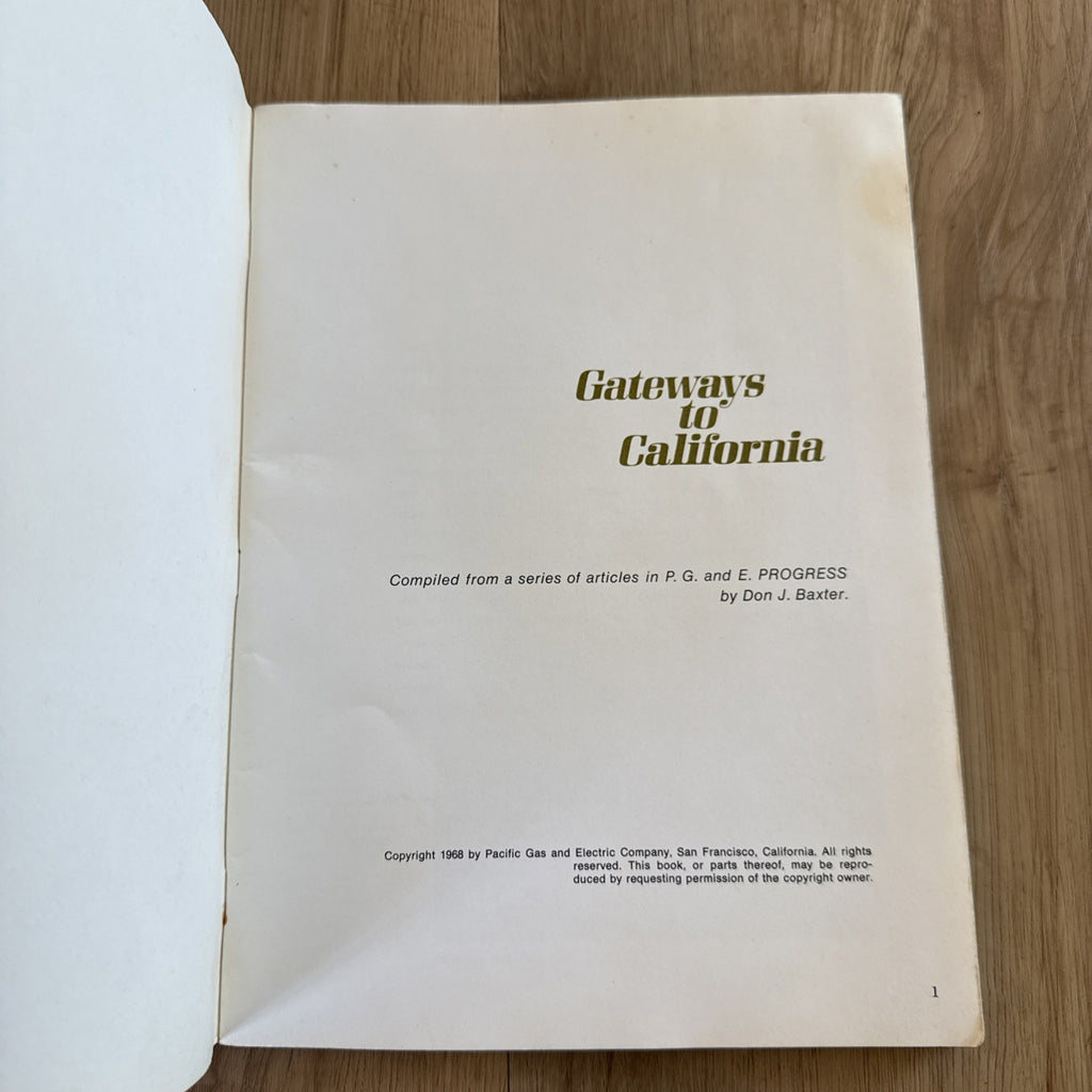 Vintage 1968 Gateways to California Booklet Don J Baxter PG&E History PB2