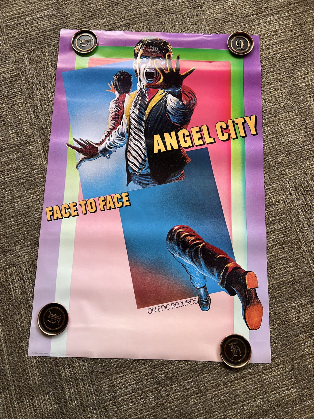 #192 1980 Angel City Face To FacE Record Store promo poster 24 X 36”0