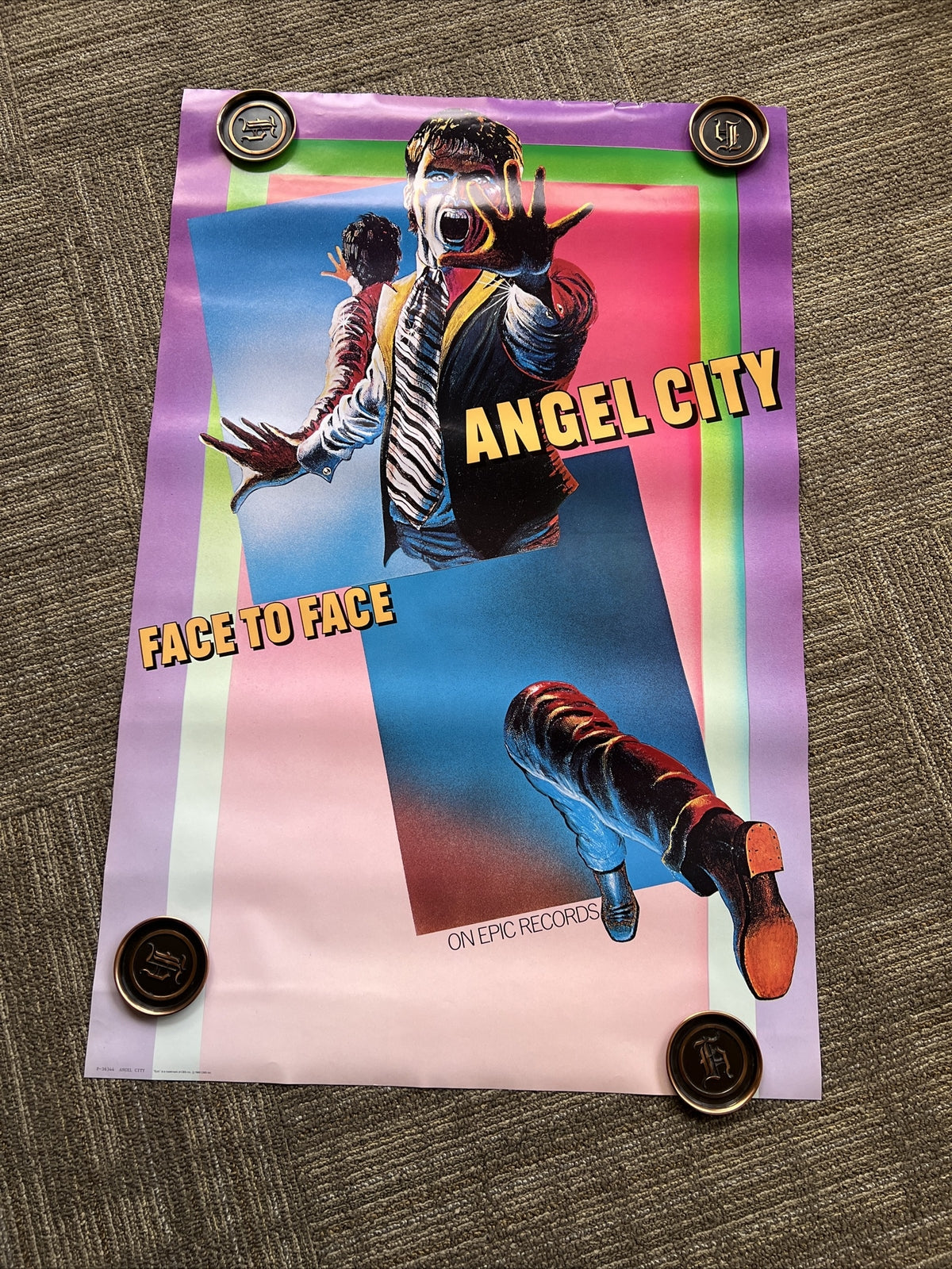 #192 1980 Angel City Face To FacE Record Store promo poster 24 X 36”0
