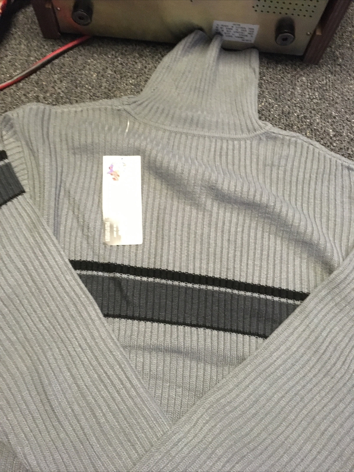 Nos 90s Trust Soft Acrylic Blend Sweater Mock Neck Medium Silver Men’s XXL1