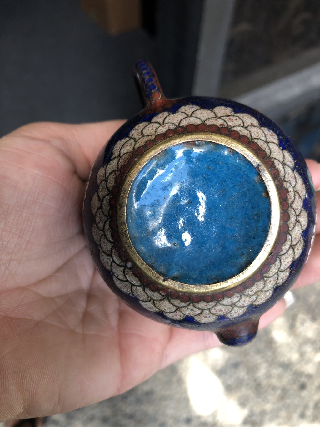 Vintage Handcrafted Mini Blue Teapot 2”x4”4