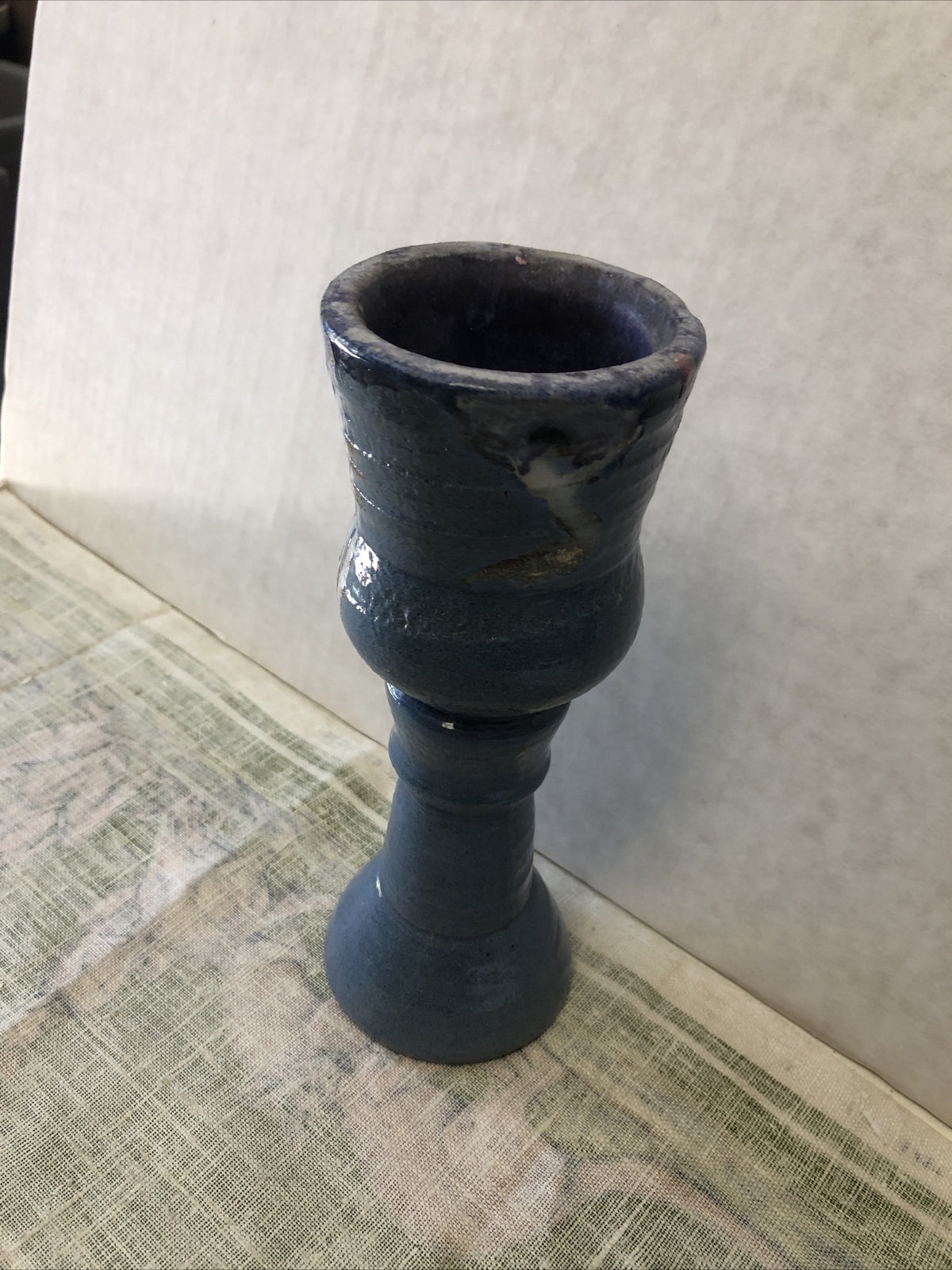 Vintage Pottery Candle Holder 8”x3”5
