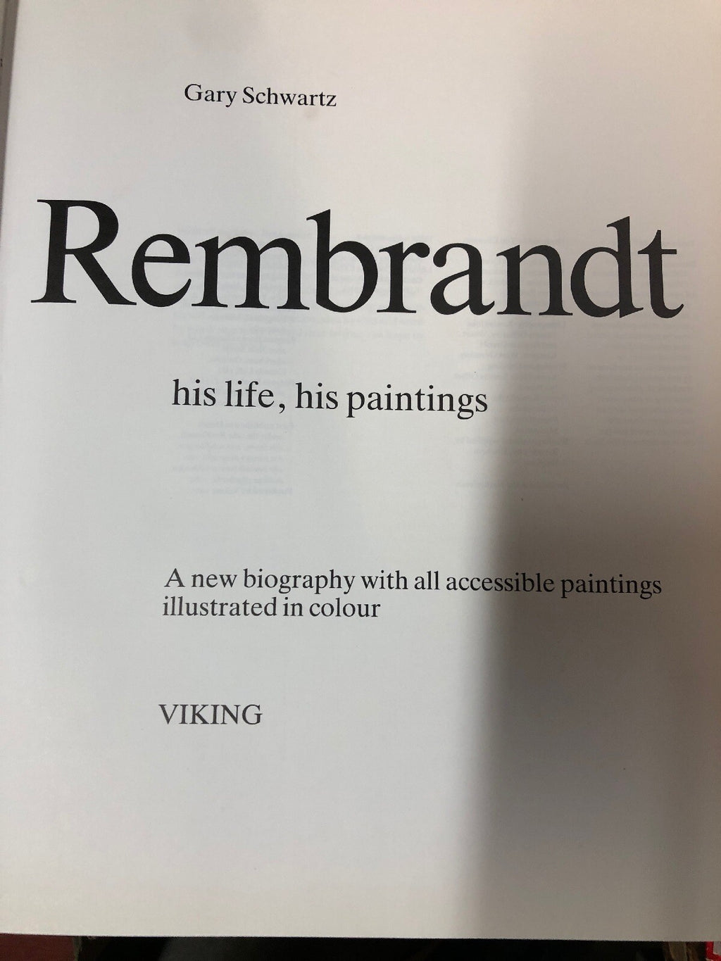 1968 REMBRANDT PAINTINGS HARDCOVER BOOK BY Gary Schwartz - GREAT PHOTOS - I 14662