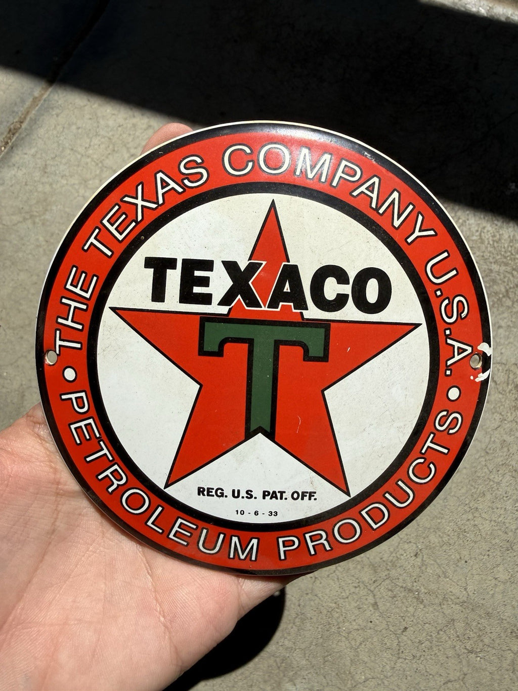 VINTAGE Repro TEXACO MOTOR OIL PORCELAIN GASOLINE SIGN PUMP PLATE3