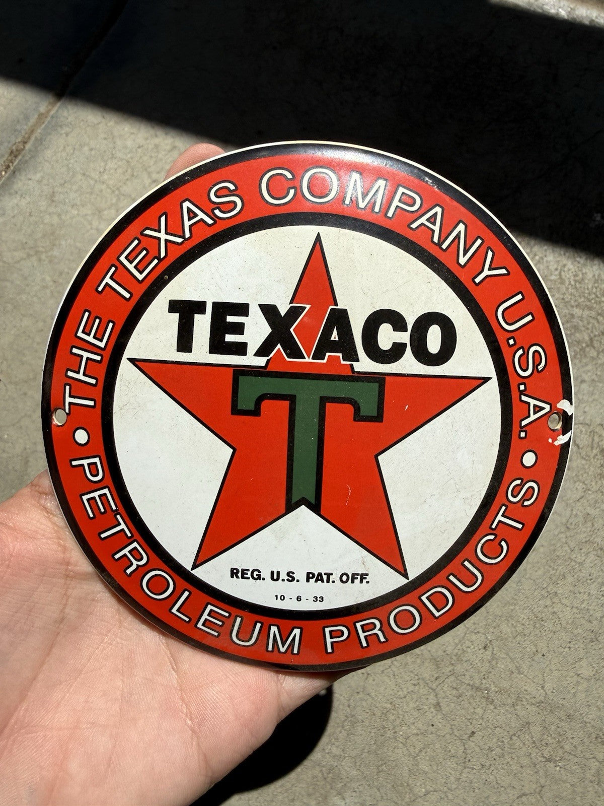 VINTAGE Repro TEXACO MOTOR OIL PORCELAIN GASOLINE SIGN PUMP PLATE3